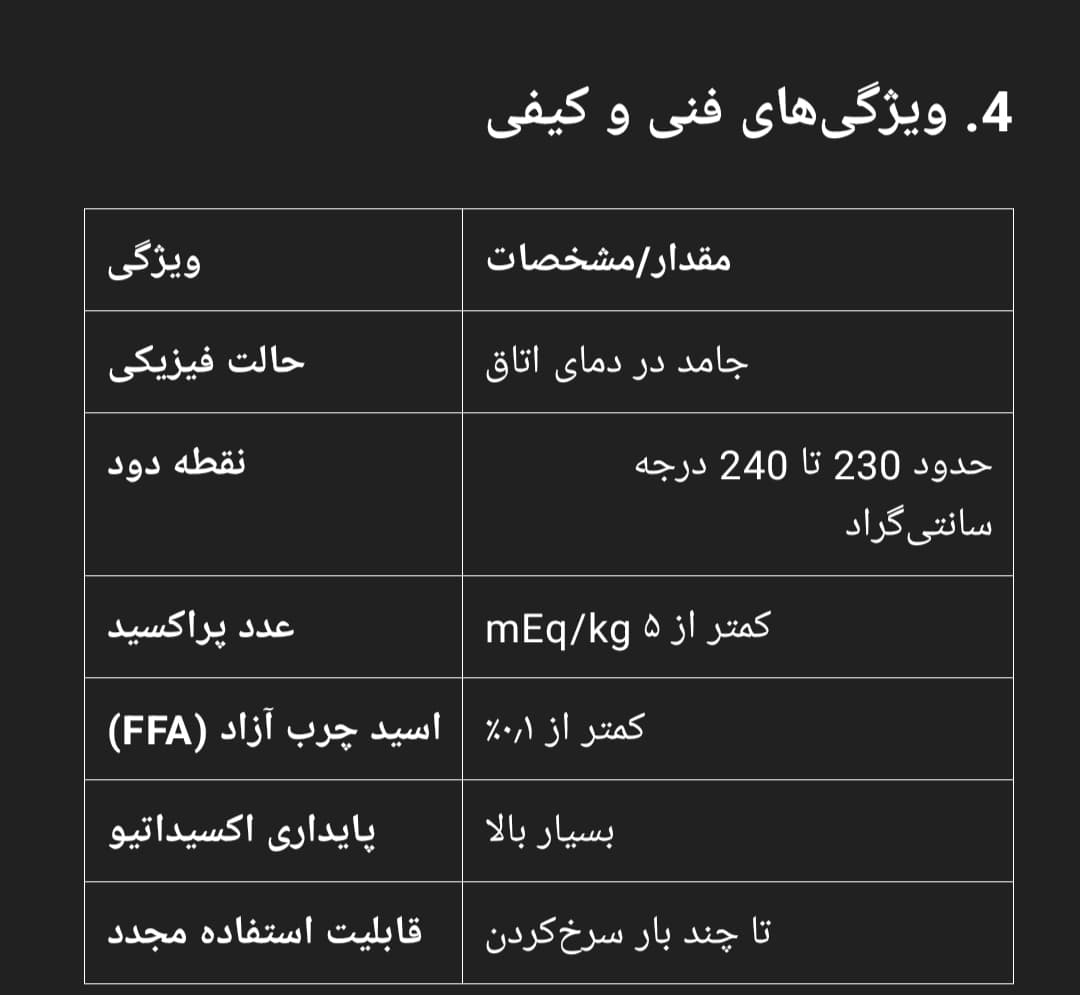 ویژگی فنی و کیفی روغن جامد ۱۶ کیلویی لادن